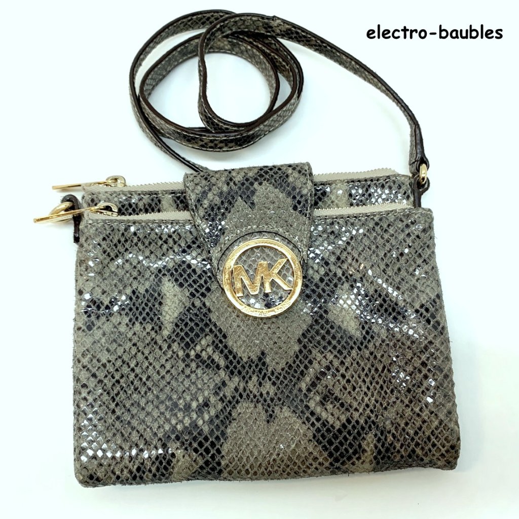 Michael Kors Snakeskin Fulton Crossbody - Euc